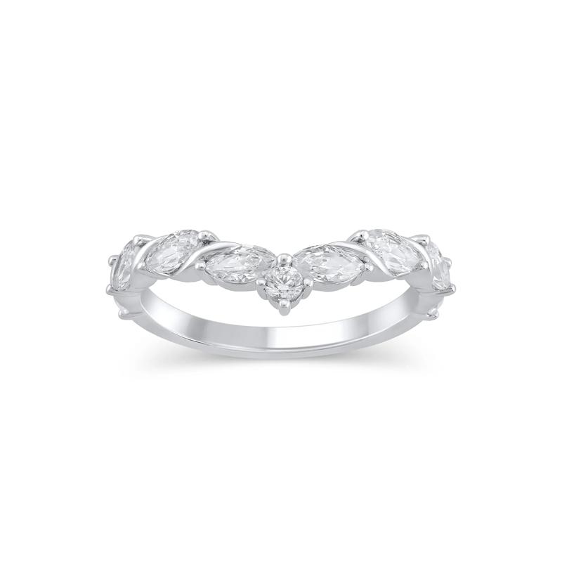 Lab Grown Marquise Diamond Twist Contour Ring in 14K White Gold &#40;1 ct. tw.&#41; – Image 1 of 3