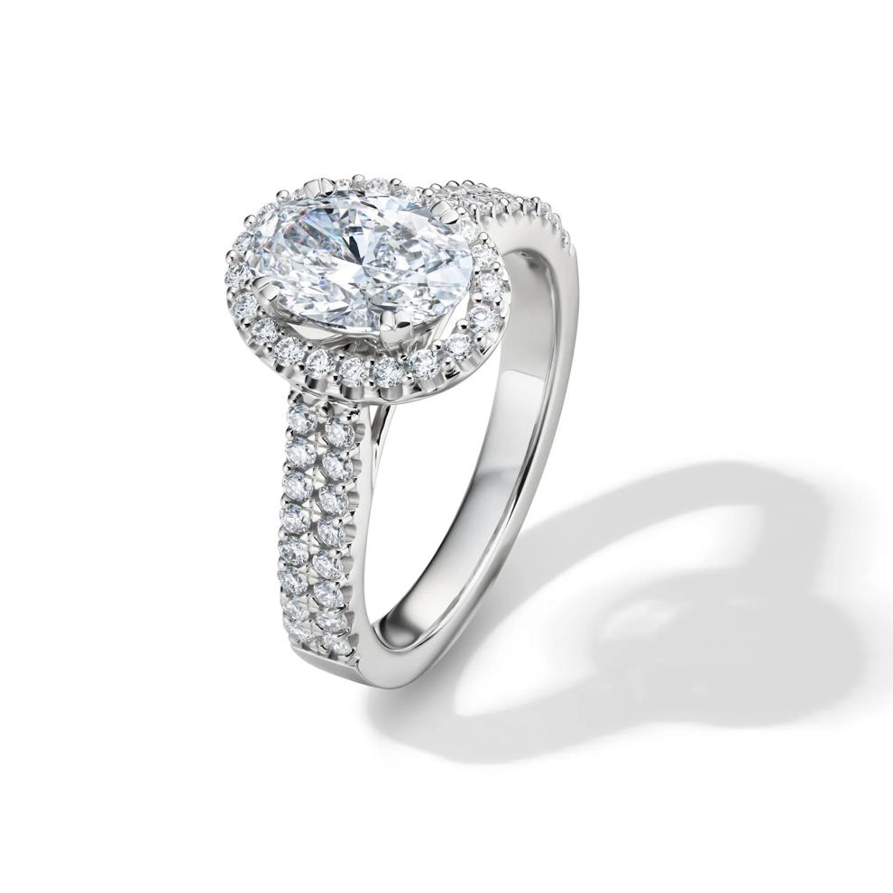Lab Grown Diamond Oval Halo Engagement Ring in 14K White Gold (2 ct. tw.) – Image 4 of 5