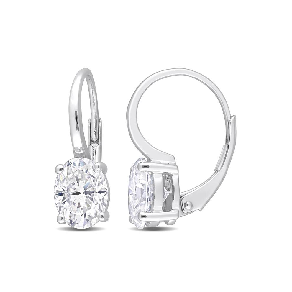 Lab-Created Moissanite Oval Earrings in Sterling Silver (2 1/2 ct. dew) – Image 1 of 4
