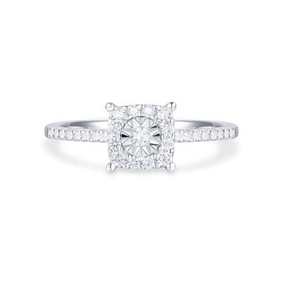 Diamond Princess-Cut Illusion Center Promise Ring in Sterling Silver (1/4 ct. tw.)