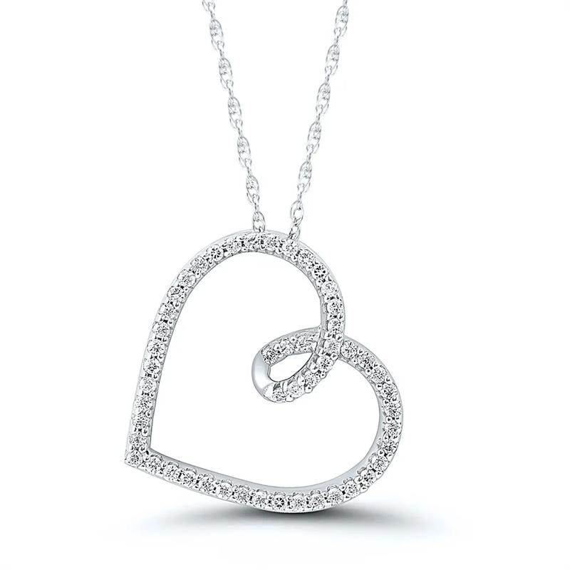 1/7 ct. tw. Diamond Heart Pendant in 10K White Gold – Image 1 of 3