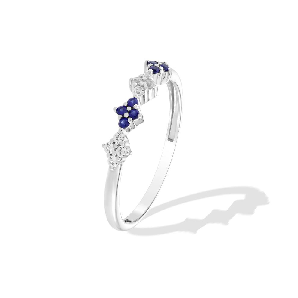Lab-Created Blue Sapphire &amp; Lab-Created White Sapphire Stack Ring in Sterling Silver – Image 4 of 4