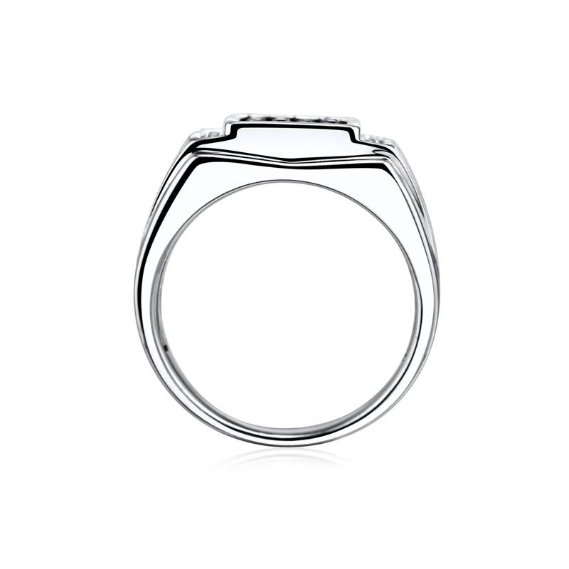 Men&rsquo;s Blue Sapphire and Diamond Accent Ring in Sterling Silver – Image 2 of 3