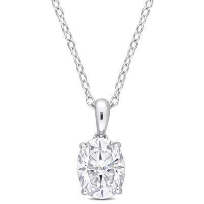 Oval Lab-Created Moissanite Solitaire Pendant in Sterling Silver (2 ct. dew)