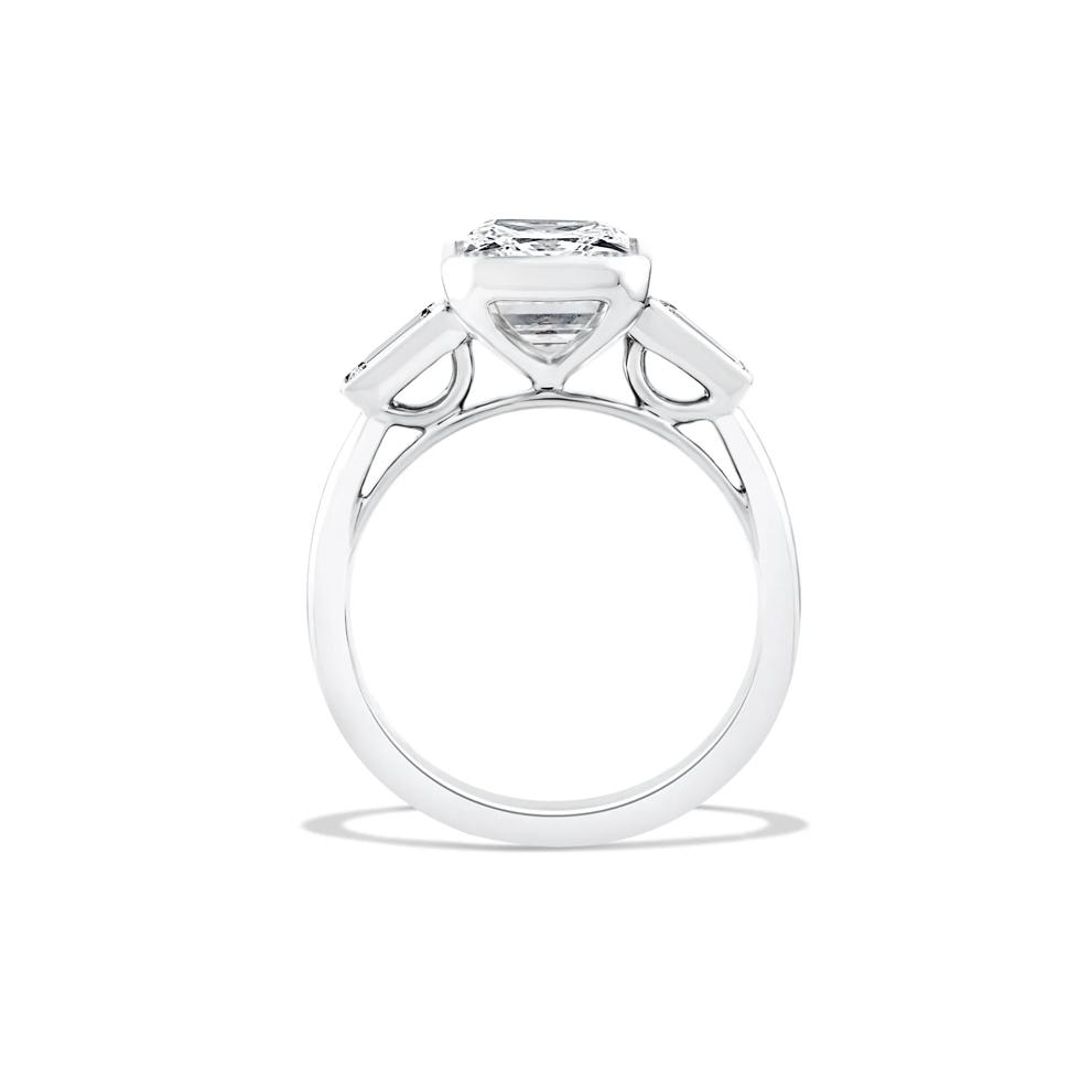 Lab Grown Diamond Emerald &amp; Baguette Engagement Ring in 14K White Gold (4 1/4 ct. tw.) – Image 2 of 4