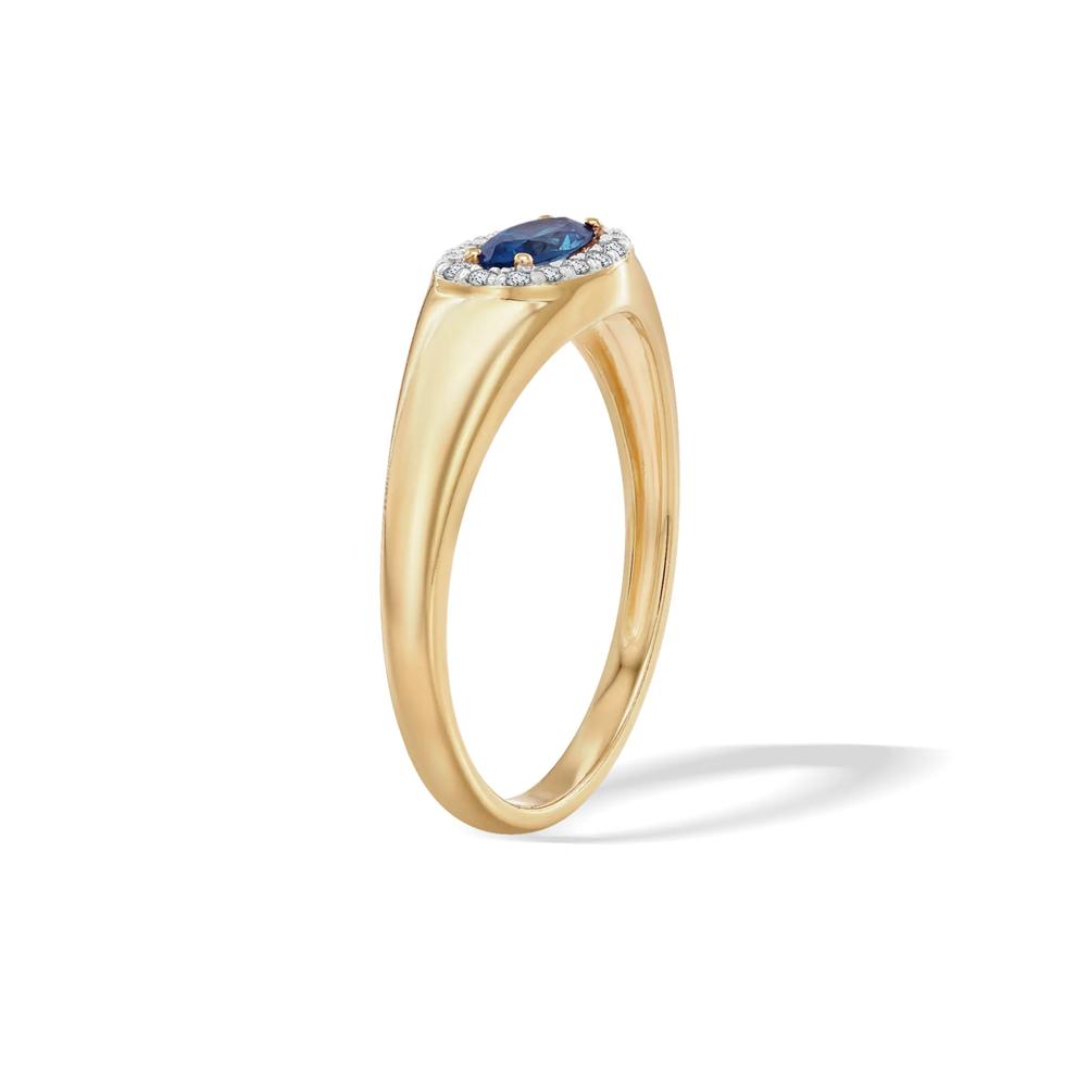 Blue Sapphire Center &amp; Diamond Accent Ring in 10K Yellow Gold – Image 2 of 4