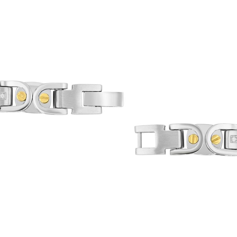 Men&#39;s Byzantine Diamond Link Bracelet in Stainless Steel &#40;1/4 ct. tw.&#41; – Image 3 of 3