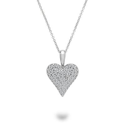 Diamond Pavé Heart Pendant on Cable Chain in Sterling Silver (1/7 ct. tw.)