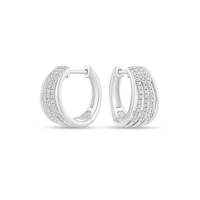 Diamond Multi-Row Hoop Earrings in Sterling Silver (1/4 ct. tw.)