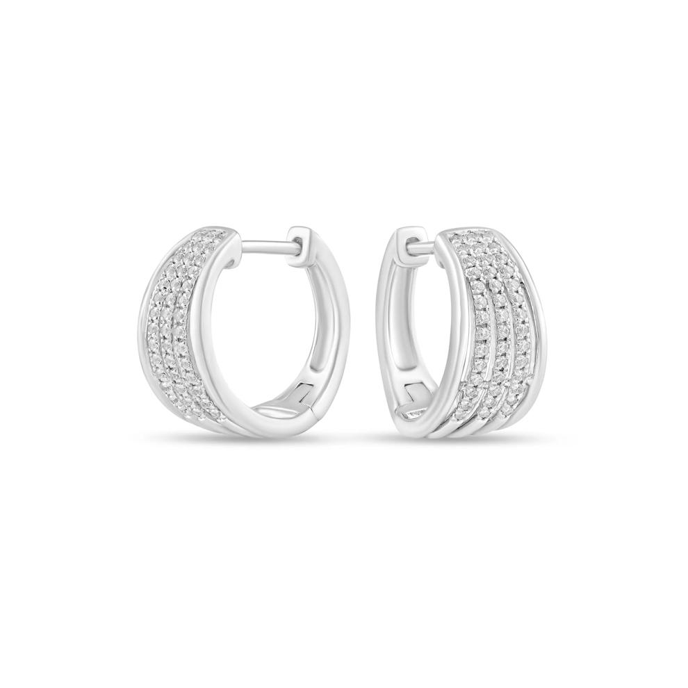 Diamond Multi-Row Hoop Earrings in Sterling Silver (1/4 ct. tw.) – Image 1 of 2
