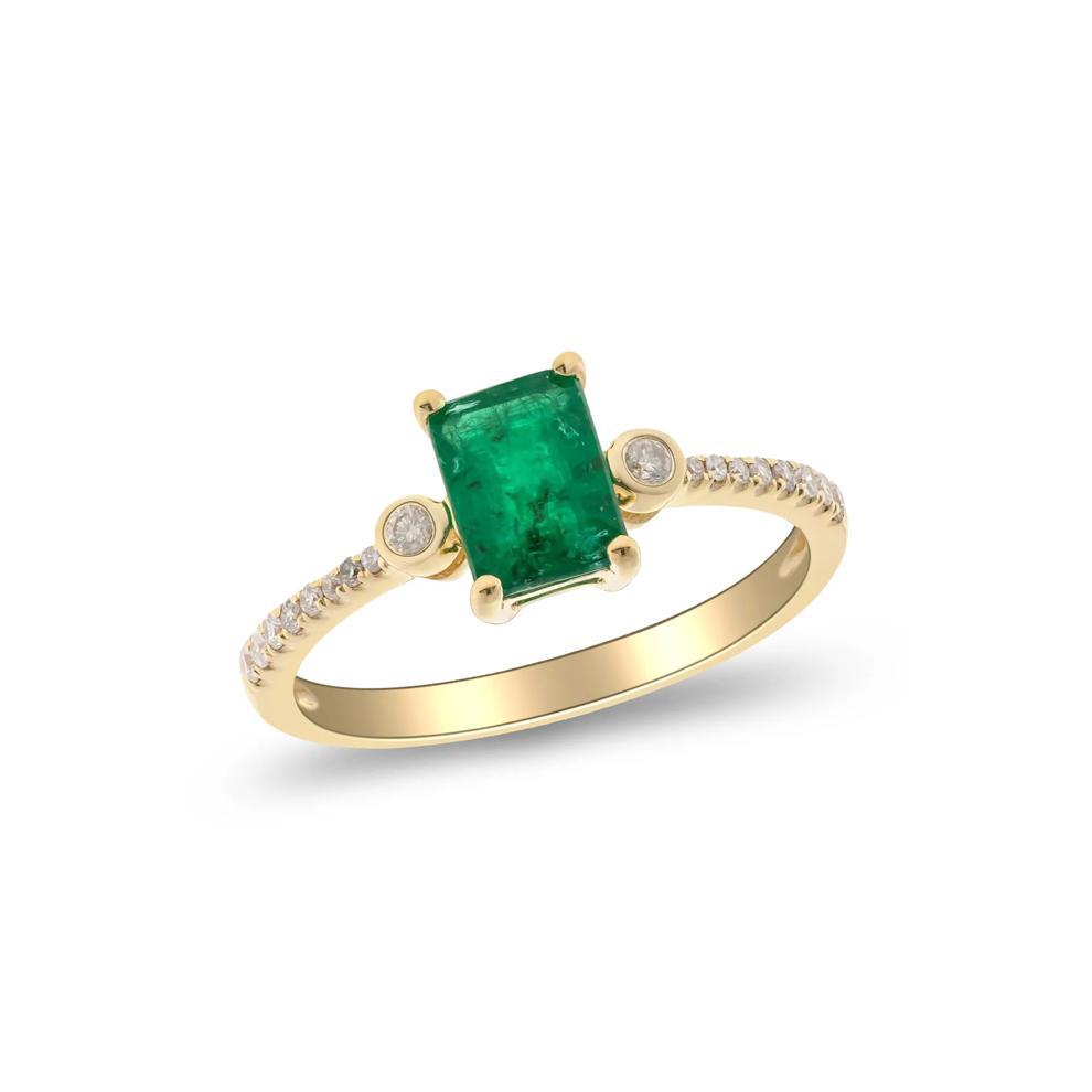 Emerald &amp; Diamond Ring in 10K Yellow Gold (1/8 ct. tw.) – Image 3 of 3