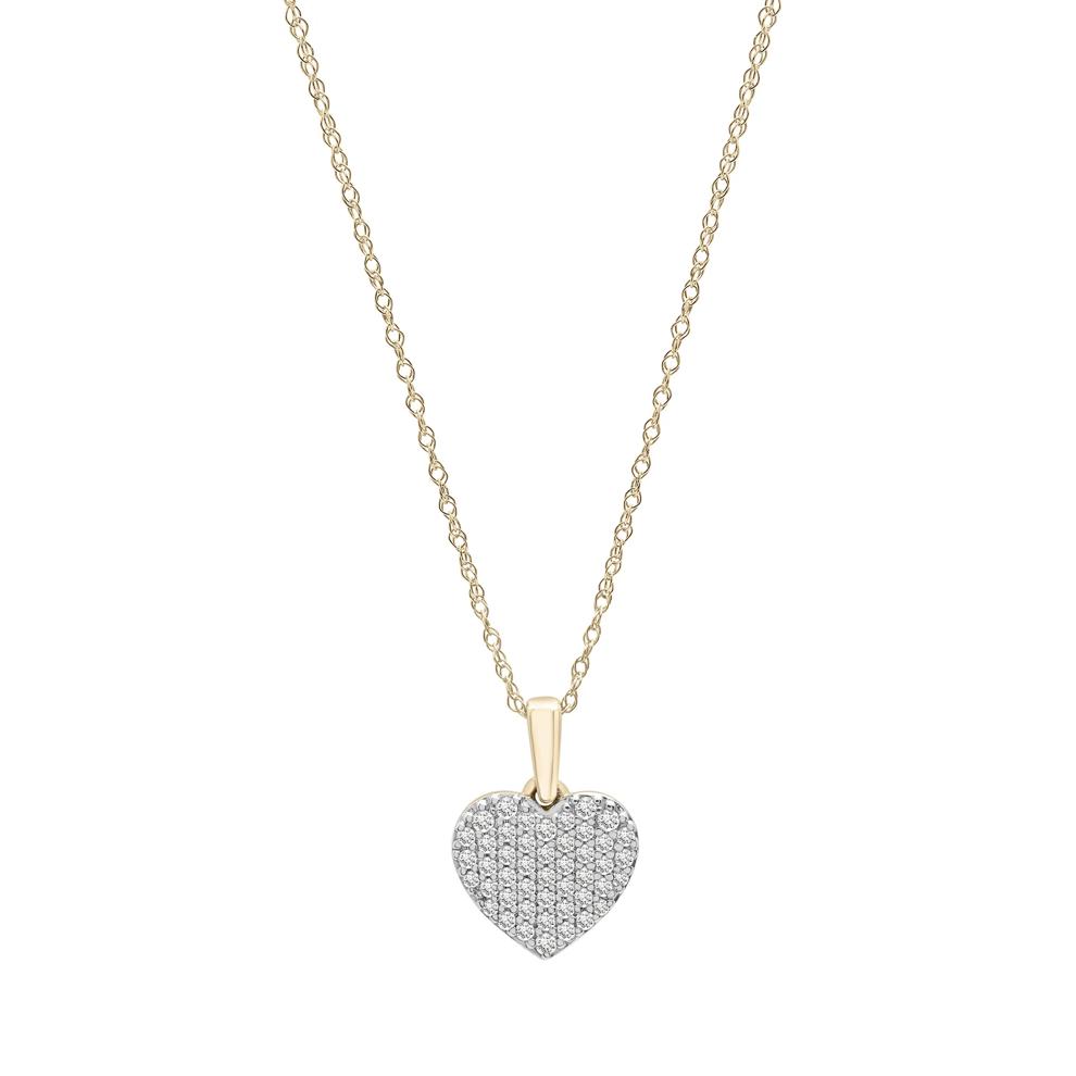 Pav&eacute; Diamond Heart Pendant in 10K Yellow Gold (1/4 ct. tw.) – Image 1 of 4