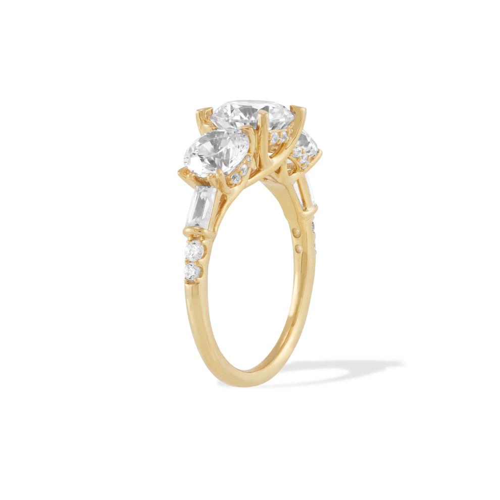 Lab Grown Diamond Round Center Three-Stone Engagement Ring in 14K Yellow Gold (4 1/2 ct. tw.) – Image 3 of 4