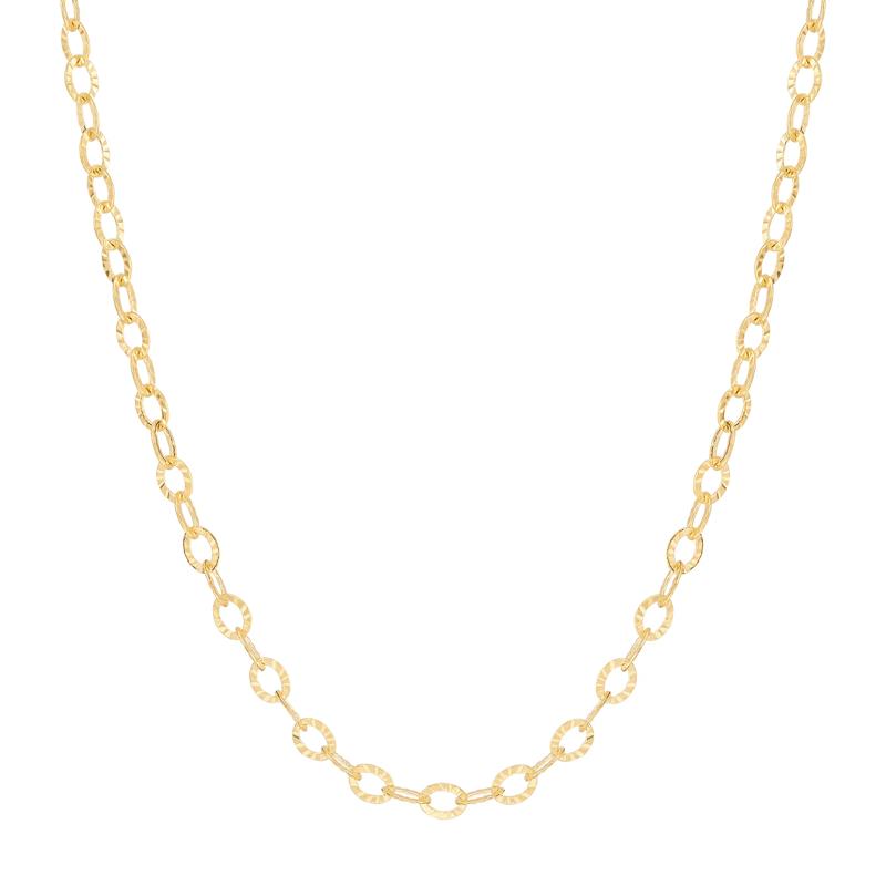 Polished Hollow Sunshine Rolo Chain Necklace in 14K Yellow Gold, 18&quot;  – Image 1 of 3