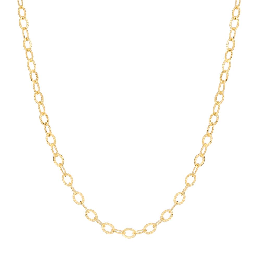 Polished Hollow Sunshine Rolo Chain Necklace in 14K Yellow Gold, 18"  – Image 1 of 3