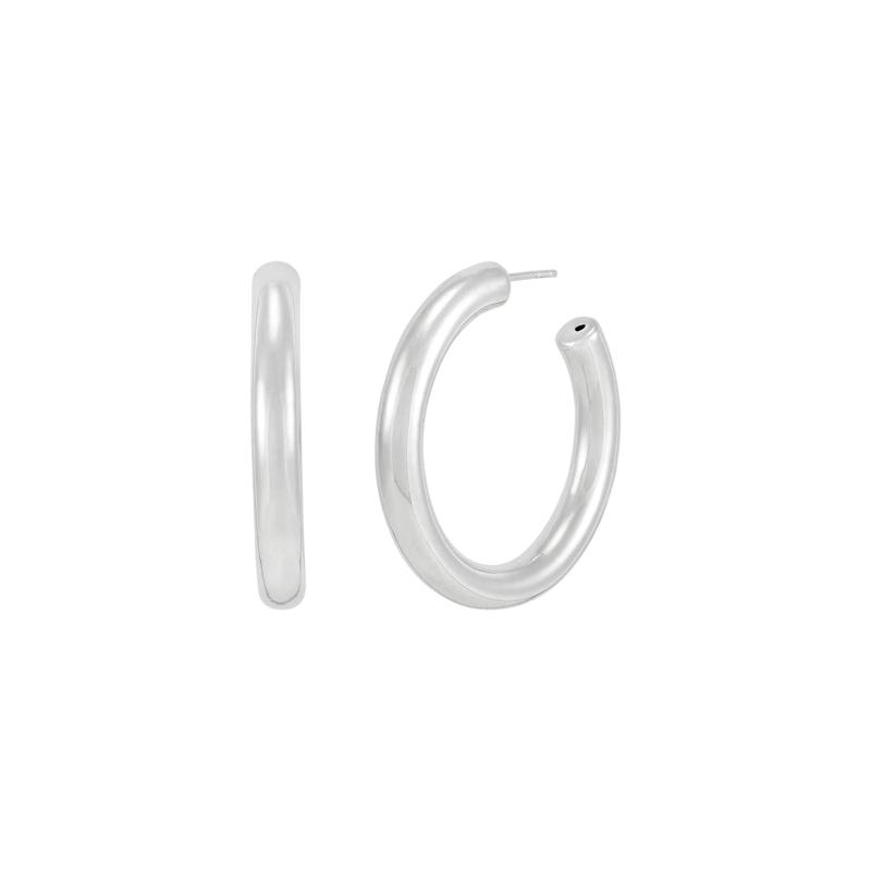 Polished Tube Hoops in Sterling Silver – Image 1 of 2