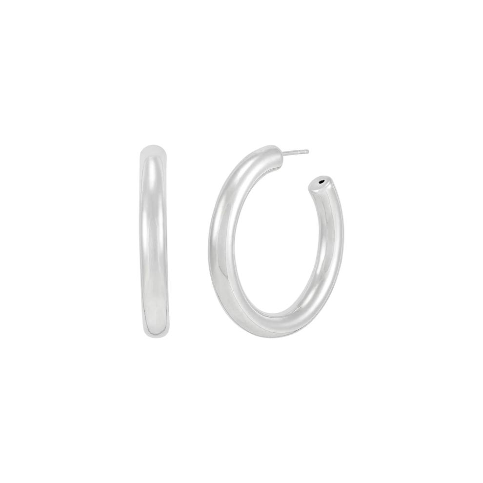 Polished Tube Hoops in Sterling Silver – Image 1 of 2