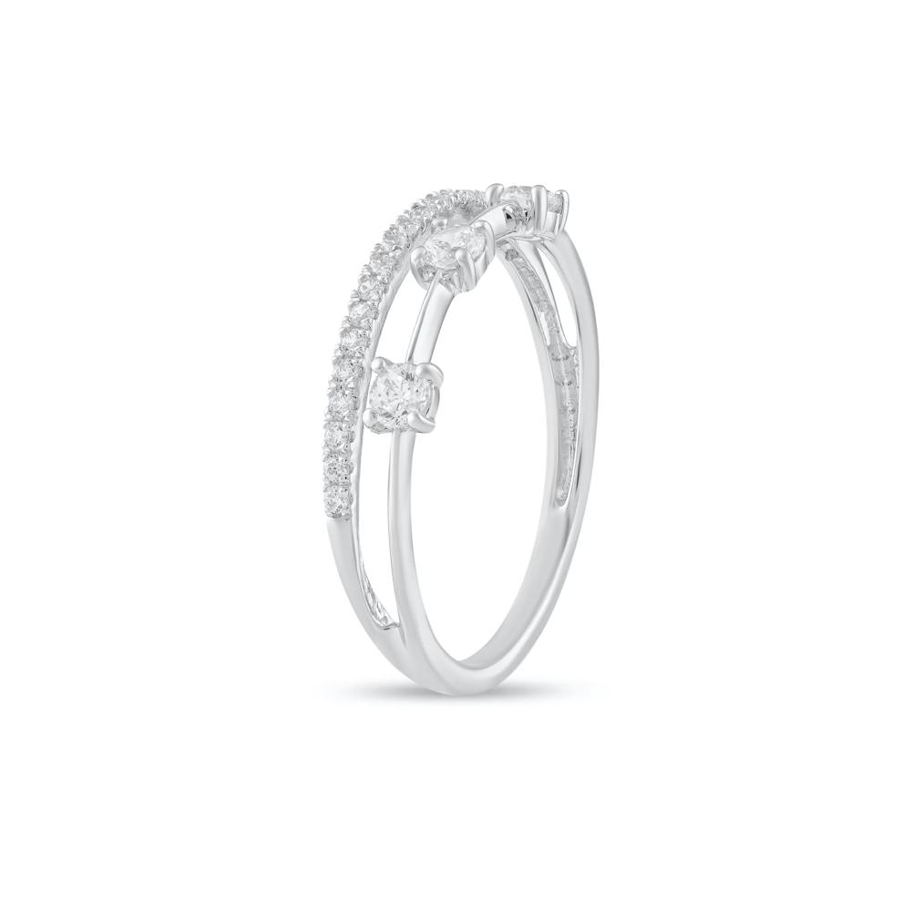 Diamond Double Row Ring in Sterling Silver (1/3 ct. tw.) – Image 3 of 4
