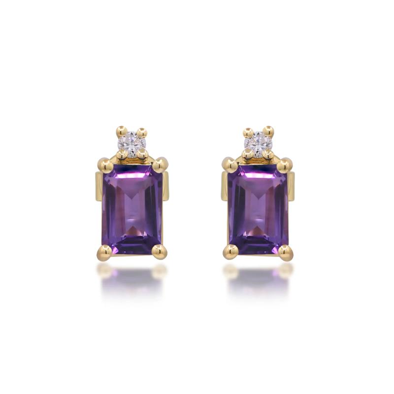 Amethyst and Diamond Accent Earrings in 14K Yellow Gold – Image 1 of 3
