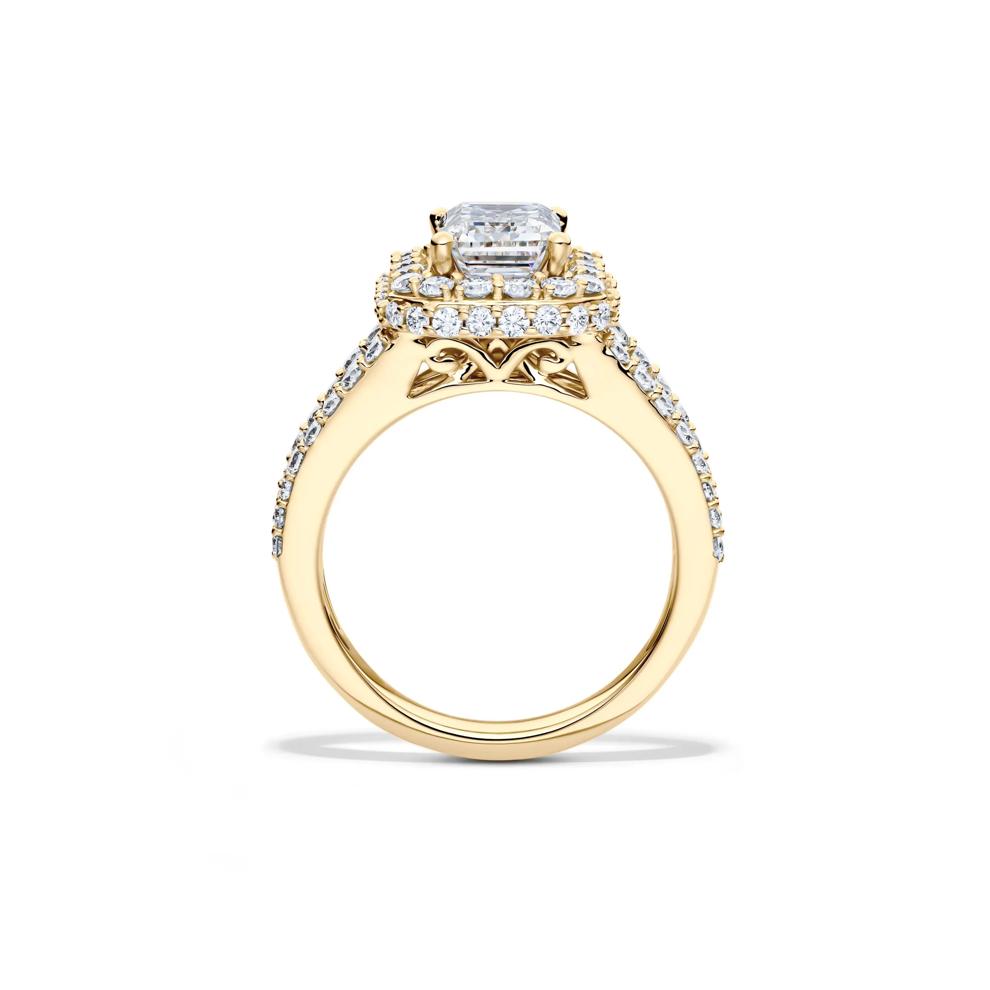 Lab Grown Diamond Emerald-Cut Halo Engagement Ring in 14K Yellow Gold (4 ct. tw.) – Image 2 of 4