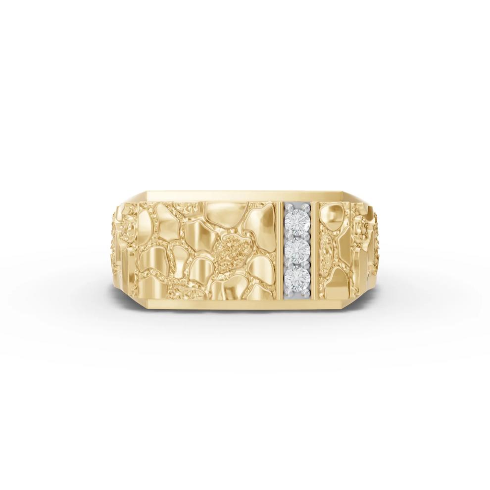 Men's Diamond Nugget Ring in 10K Yellow Gold (1/7 ct. tw.) – Image 1 of 4