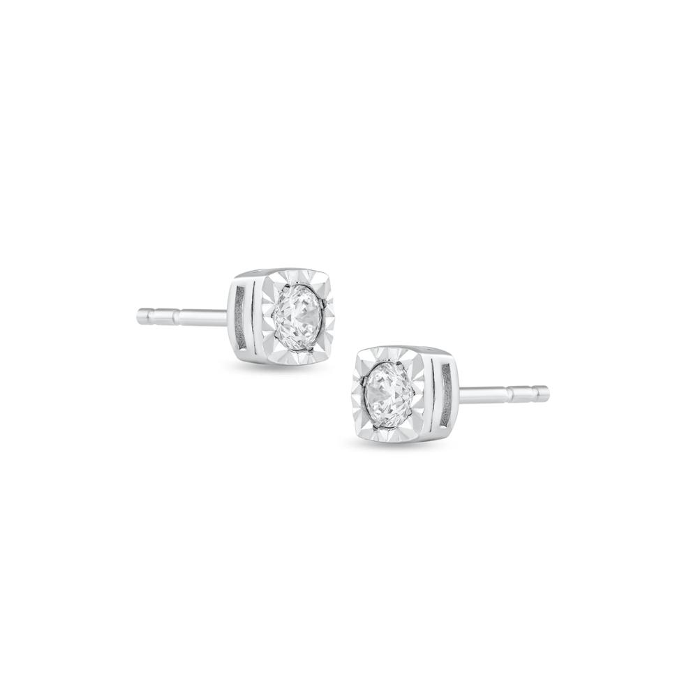 Diamond Illusion Plate Stud Earrings in 10K White Gold (1/4 ct. tw.) – Image 1 of 2