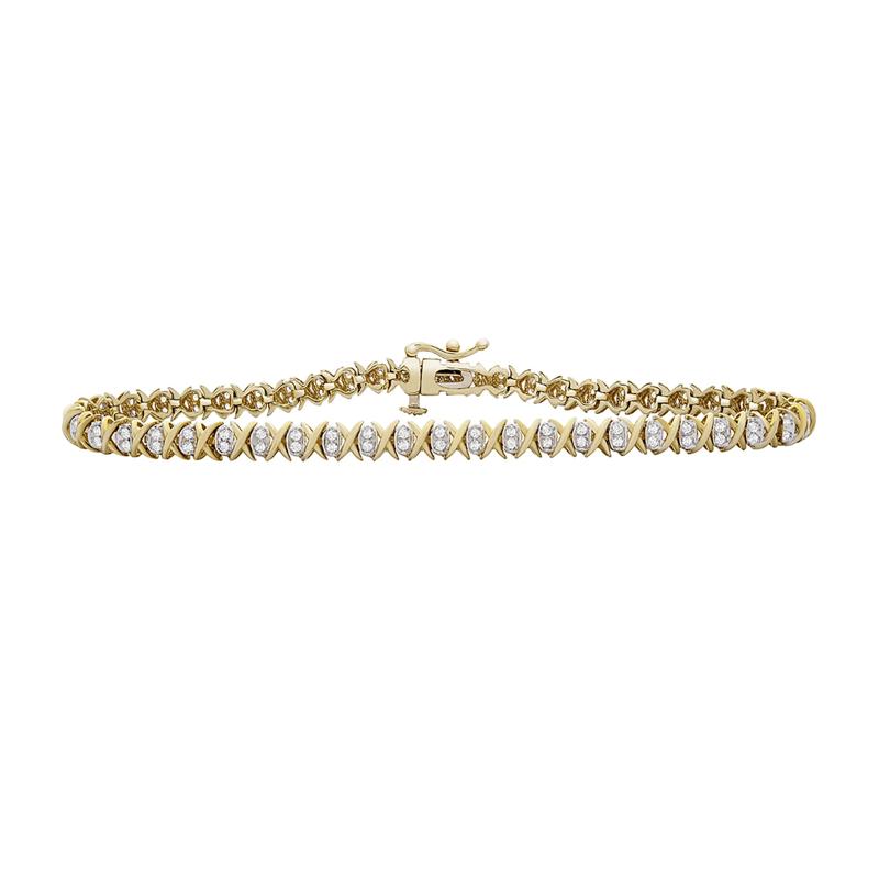 Diamond Double Row Bracelet in 10K Yellow Gold – Image 1 of 1