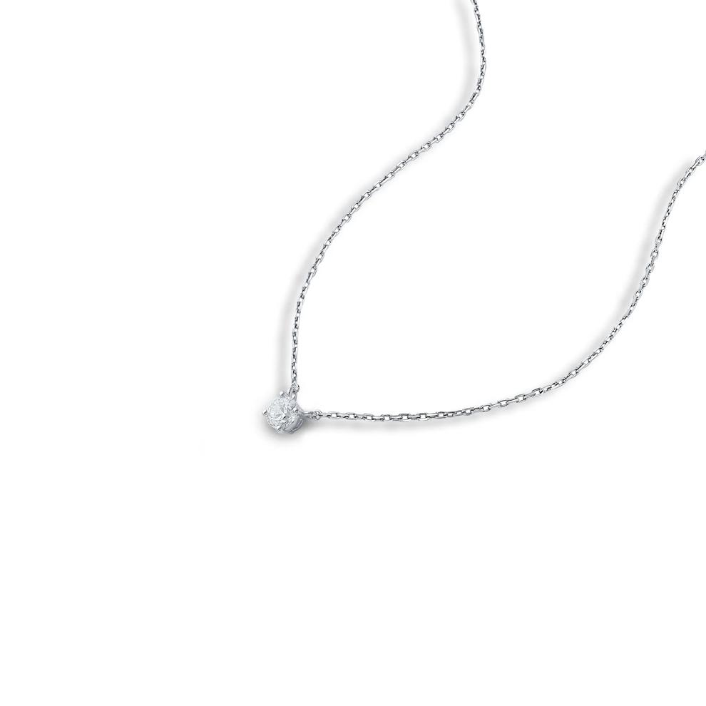 Diamond Round Solitaire Pendant in 10K White Gold (1/3 ct.) – Image 4 of 4