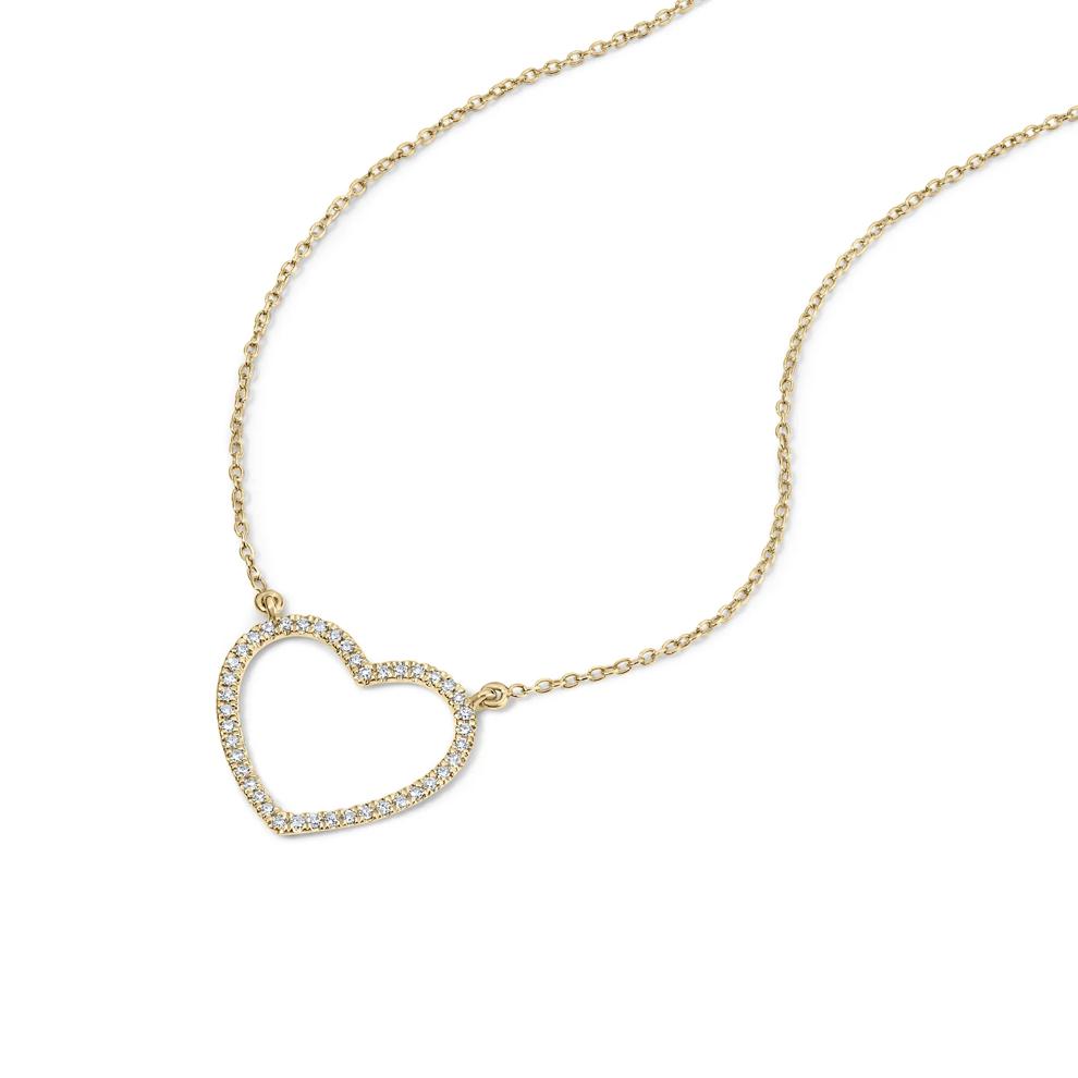 Diamond Open Heart Pendant in 10K Yellow Gold (1/8 ct. tw.) – Image 4 of 4