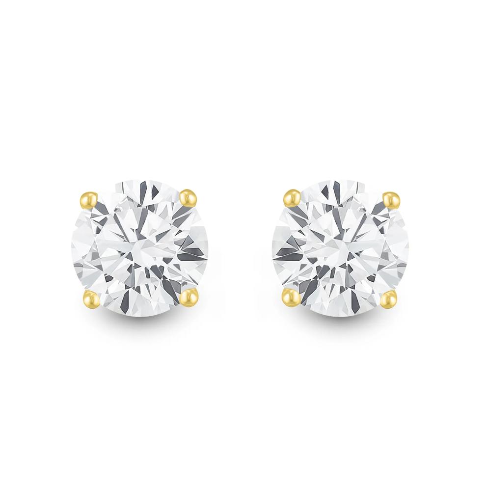 Diamond Round Solitaire Stud Earrings in 14K Yellow Gold (2 ct. tw.) – Image 1 of 3