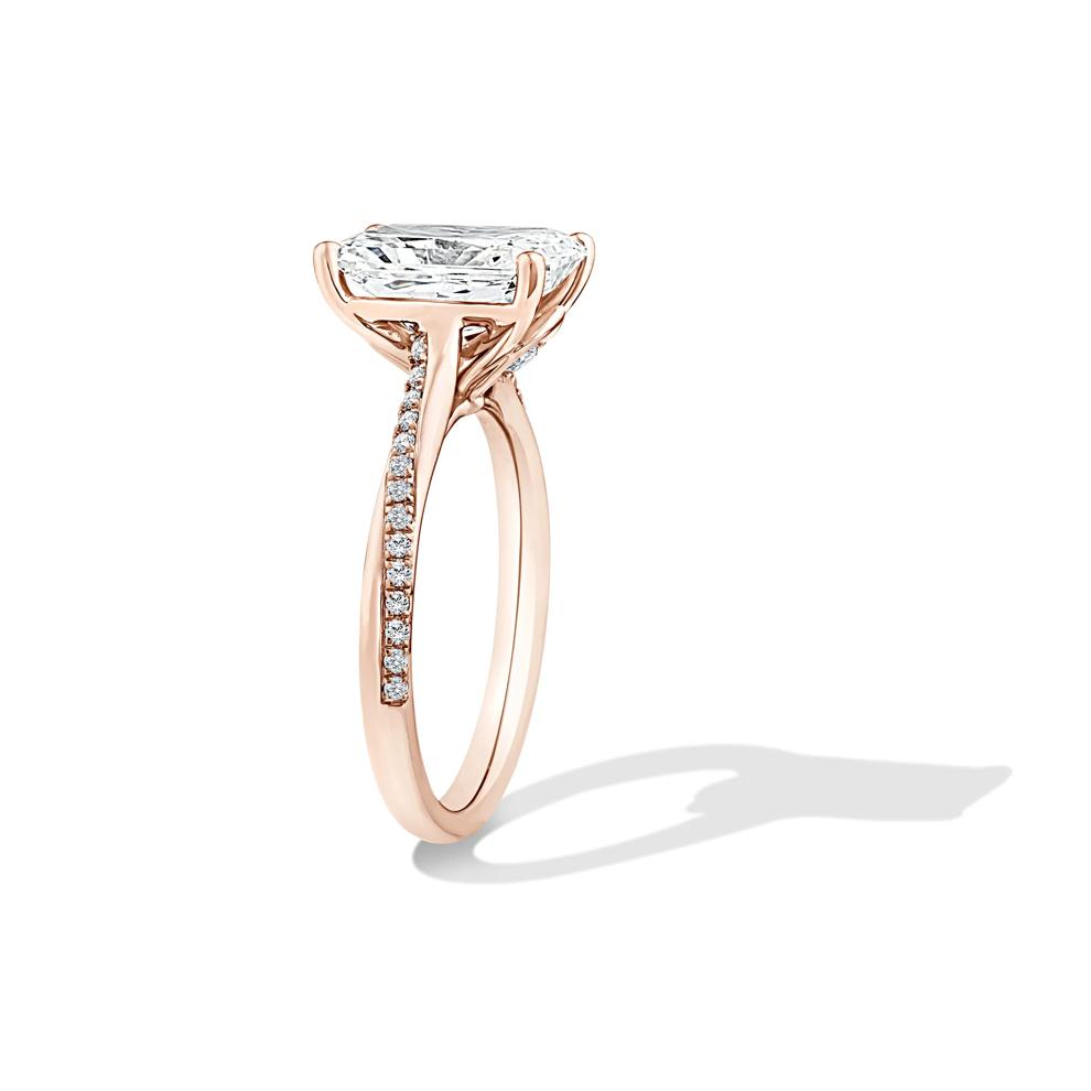Lab Grown Diamond Radiant-Cut Center Engagement Ring in 18K Rose Gold (3 1/5 ct. tw.) – Image 3 of 4