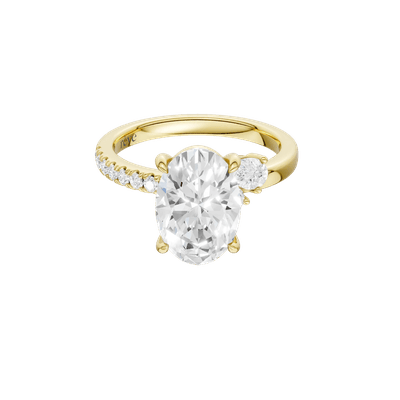 Ella Lab Grown Diamond Oval Center Engagement Ring in 14K Yellow Gold (3 1/3 ct. tw.)