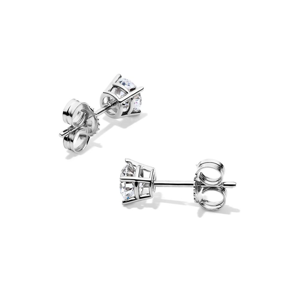 Diamond Round Solitaire Stud Earrings in 14K White Gold (1/3 ct. tw.) – Image 2 of 3