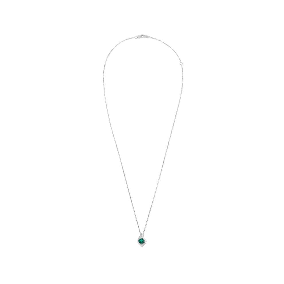 Lab-Created Emerald &amp; Lab-Created White Sapphire Pendant Necklace in Sterling Silver – Image 3 of 4