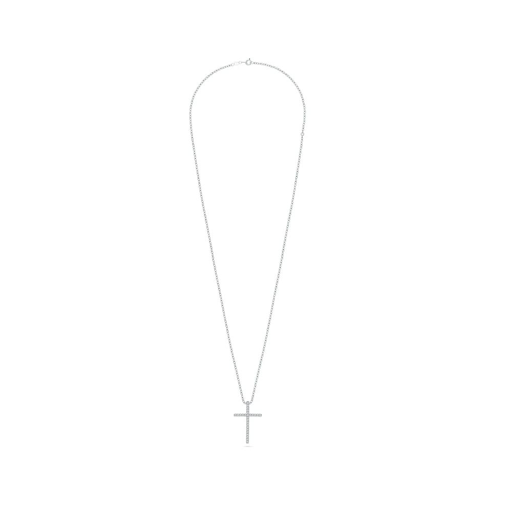 Diamond Cross Pendant Necklace in Sterling Silver (1/10 ct. tw.) – Image 2 of 4