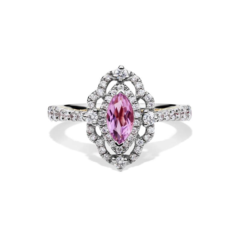 Margaux Rose de France Amethyst Engagement Ring with Diamonds in 14K White Gold &#40;3/4 ct. tw.&#41; – Image 1 of 4