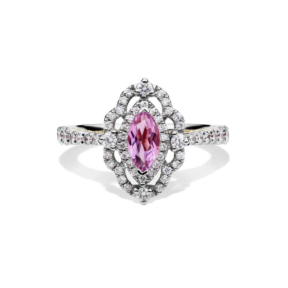 Margaux Rose de France Amethyst Engagement Ring with Diamonds in 14K White Gold (3/4 ct. tw.) – Image 1 of 4