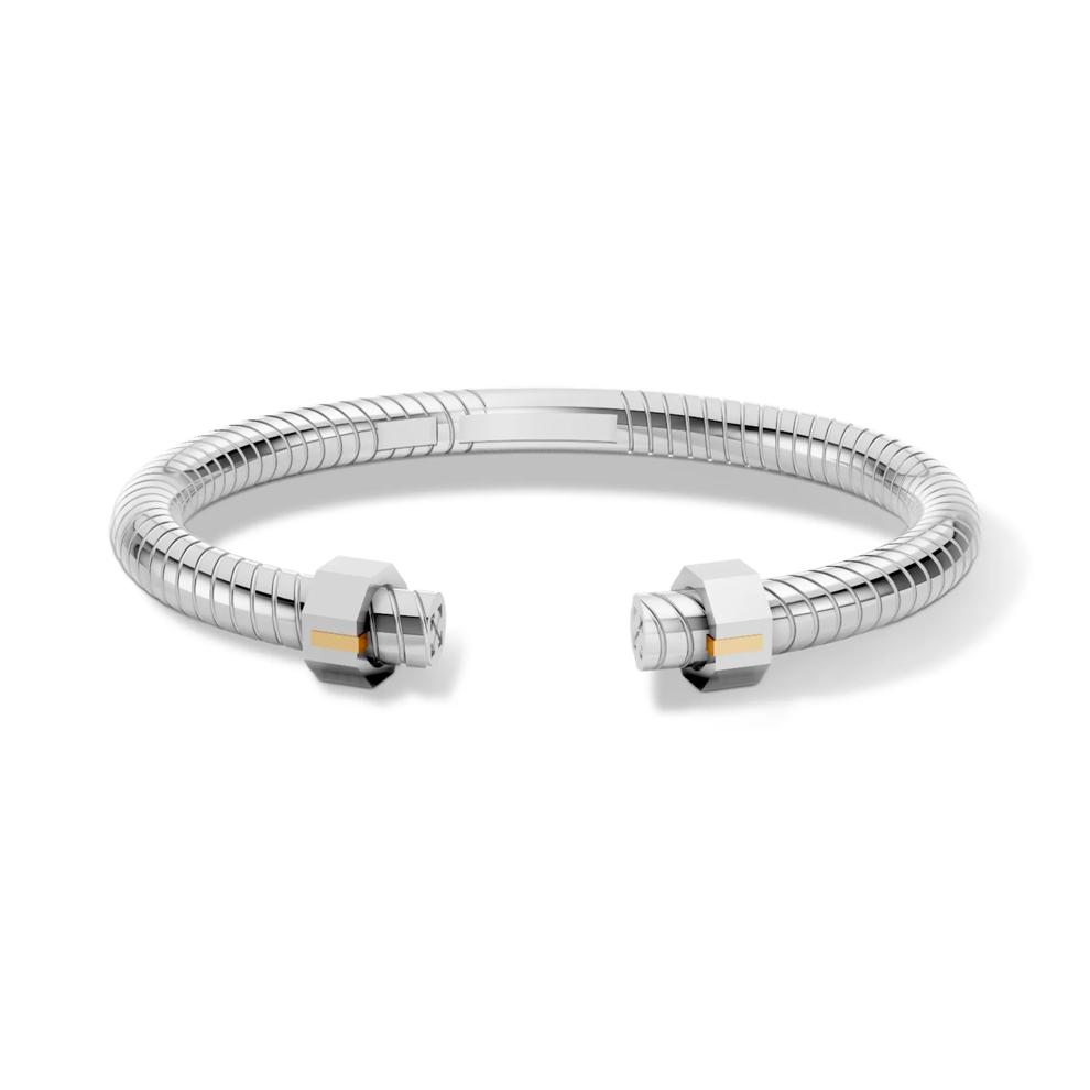 Men's Two-Tone Open Cuff Bracelet in Sterling Silver &amp; Vermeil – Image 2 of 2