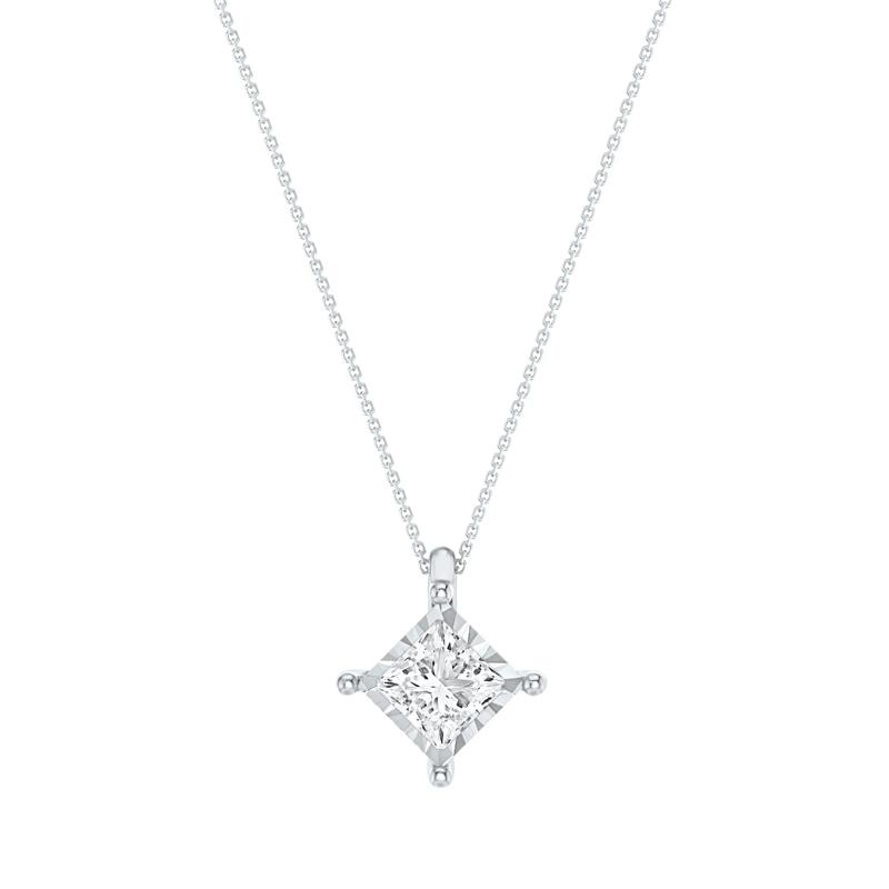 Lab Grown Princess-Cut Diamond Illusion Pendant in 10K White Gold &#40;1/2 ct. tw.&#41; – Image 1 of 3