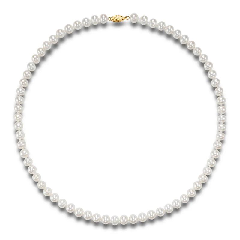 Cultured Freshwater Pearl Necklace in 14K Yellow Gold, 6 mm, 18&rdquo; – Image 2 of 3