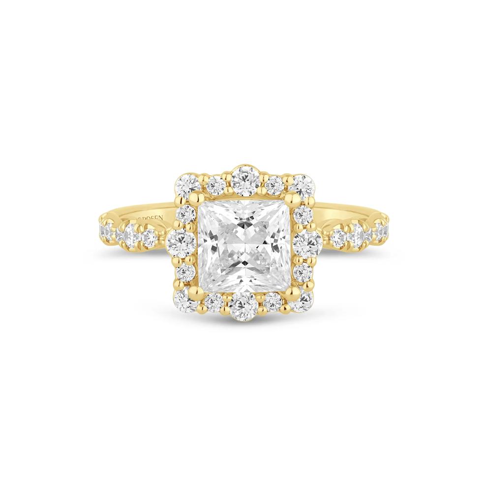 Lab Grown Diamond Princess-Cut Halo Engagement Ring in 14K Yellow Gold (2 3/4 ct. tw.) – Image 1 of 3