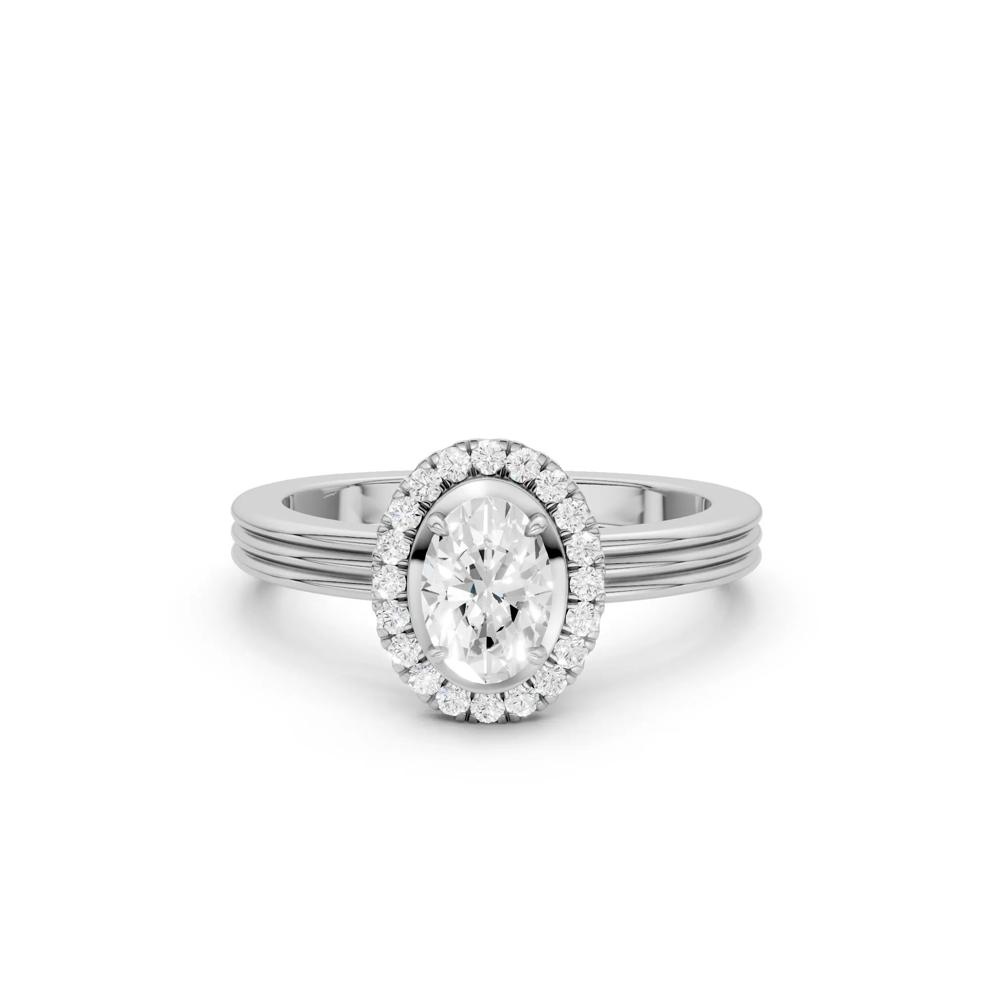 Diamond Oval Halo Engagement Ring in 14K White Gold (5/8 ct. tw.) – Image 1 of 5