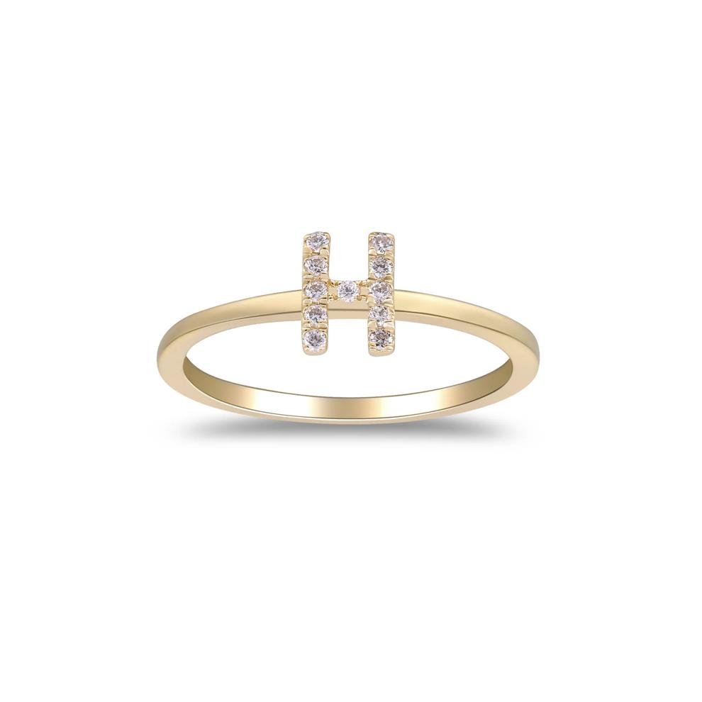 Diamond Accent "H" Initial Ring in 10K Yellow Gold – Image 1 of 5