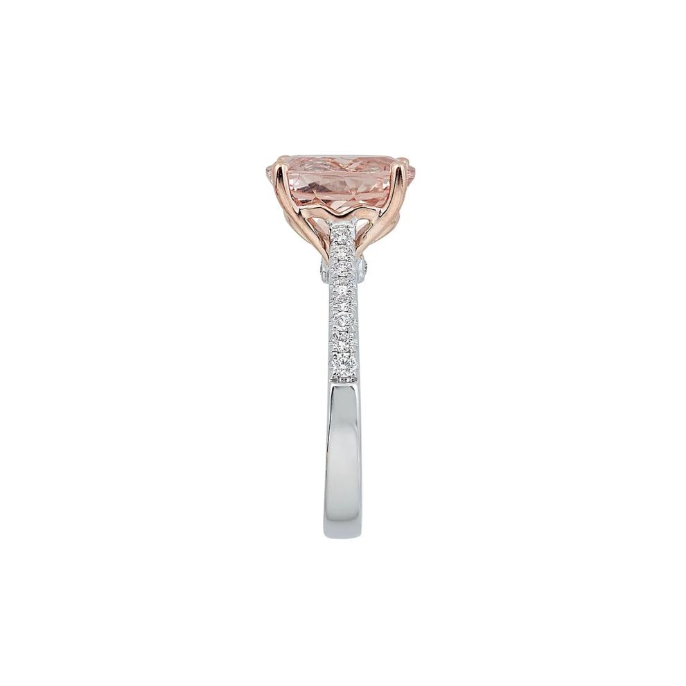 Morganite &amp;amp; 1/5 ct. tw. Diamond Engagement Ring in 14K White &amp;amp; Rose Gold – Image 3 of 3