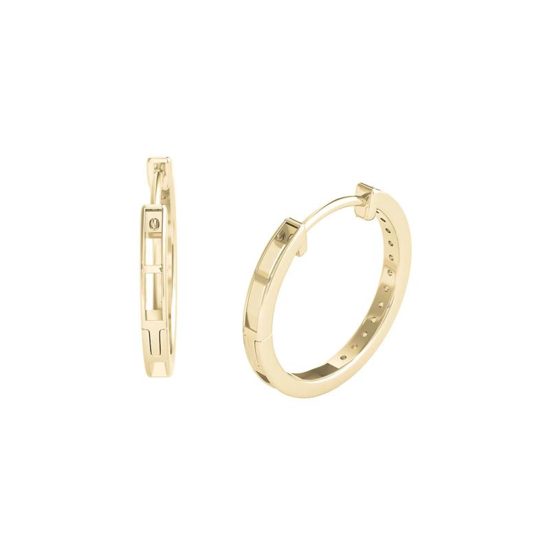 1/4 ct. tw. Diamond Hoop Earrings in 10K Yellow Gold – Image 3 of 3
