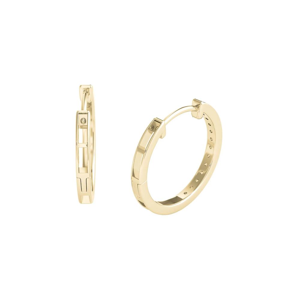 1/4 ct. tw. Diamond Hoop Earrings in 10K Yellow Gold – Image 3 of 3