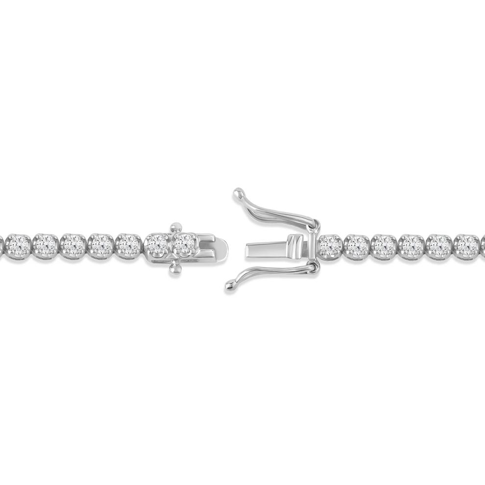 Lab Grown Diamond Emerald-Cut and Pear-Shaped Bracelet in 14K White Gold (4 ct. tw.) – Image 3 of 3