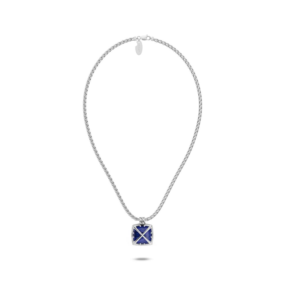 Men's Lapis Arrow Design Pendant Necklace in Sterling Silver – Image 3 of 4