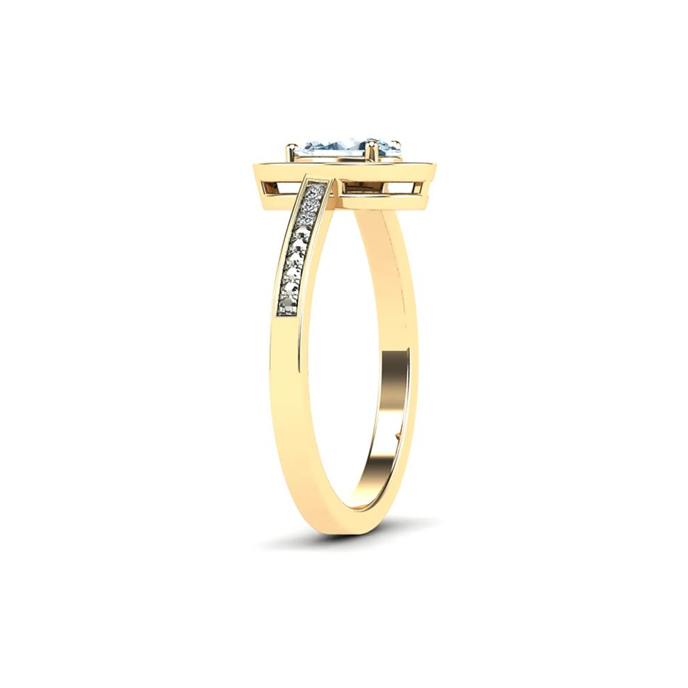 Aquamarine &amp; Diamond Accent Halo Ring in 10K Yellow Gold – Image 3 of 4