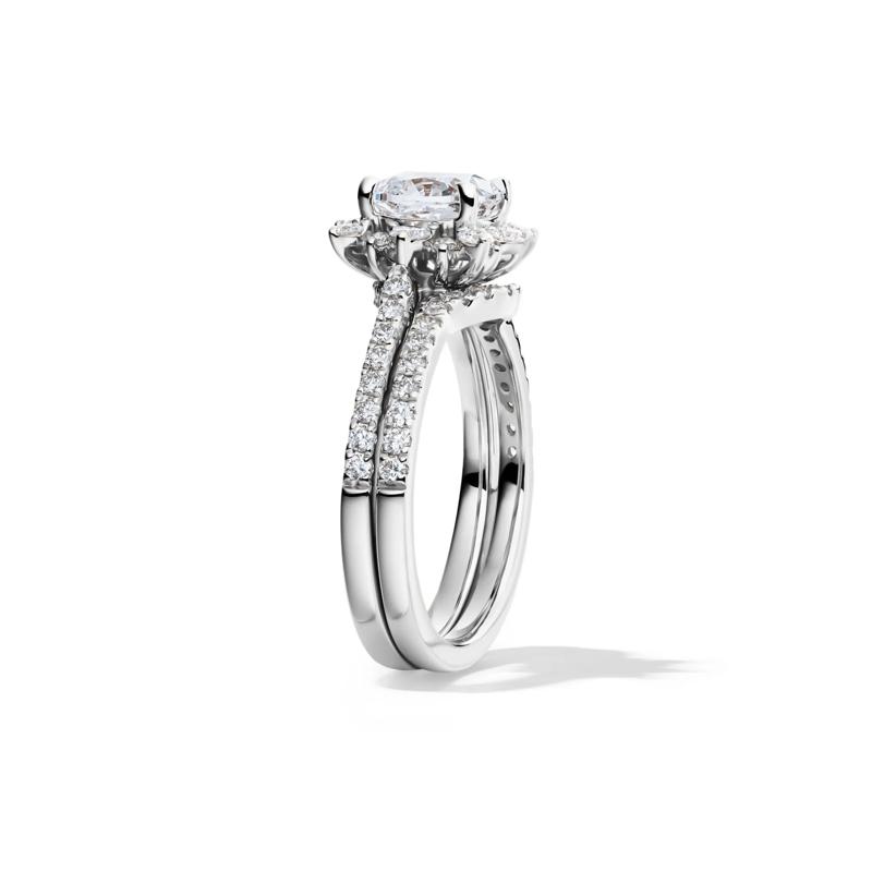 Valentina Cushion-Cut Lab Grown Diamond Halo Bridal Set in 14K White Gold &#40;2 1/4 ct. tw.&#41; – Image 3 of 6